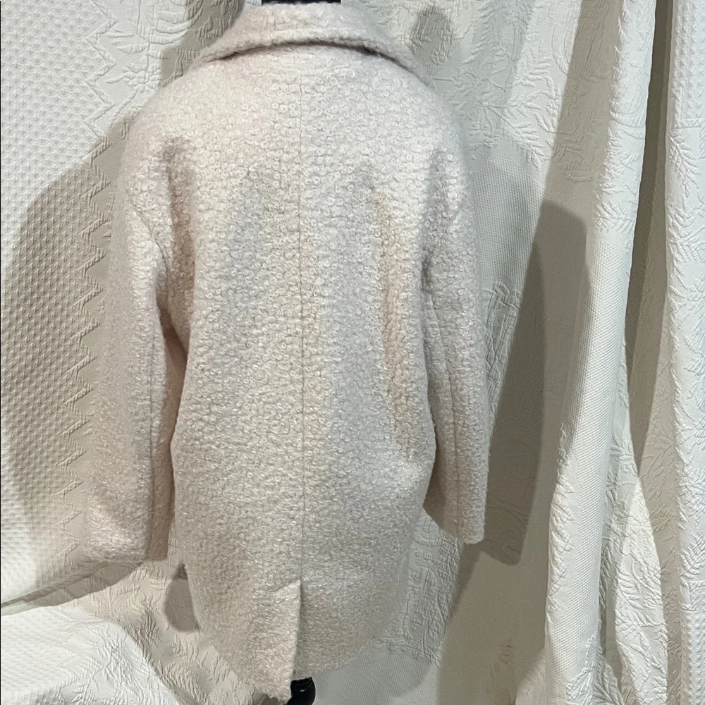 Bershka boucle coat in ecru,‎ size medium